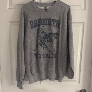 Gildan Gray Crewneck Basgiath Sweatshirt with Blue Collegiate Dragon Graphic